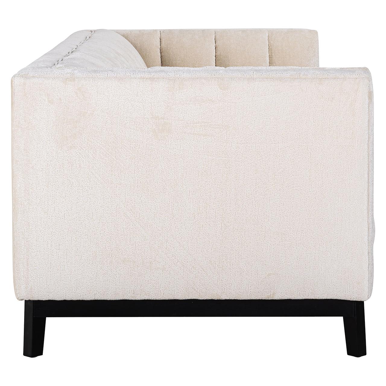 Beaudy White Chenille Sofa with Wooden Base by Richmond Interiors - Maison Rêves UK