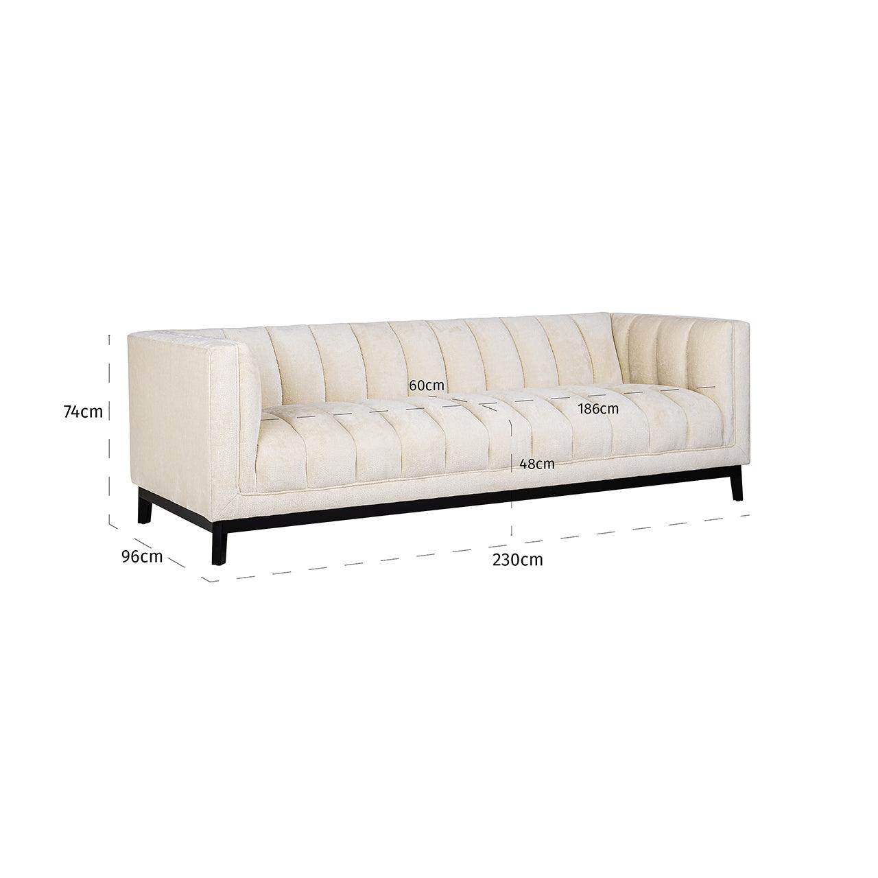 Beaudy White Chenille Sofa with Wooden Base by Richmond Interiors - Maison Rêves UK
