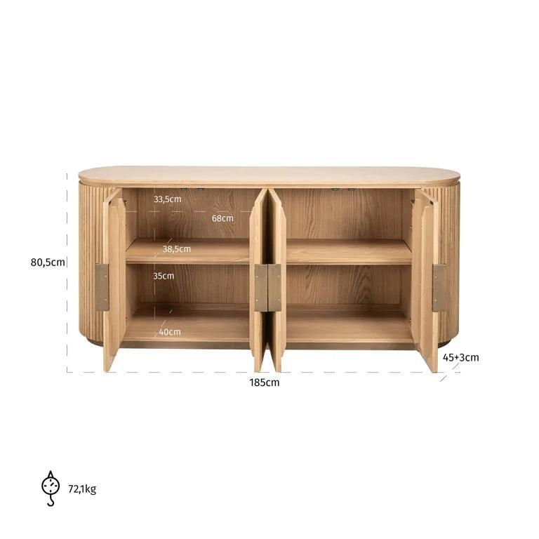 Belfort 4 Door Natural Oak Wood Sideboard by Richmond Interiors - Maison Rêves UK