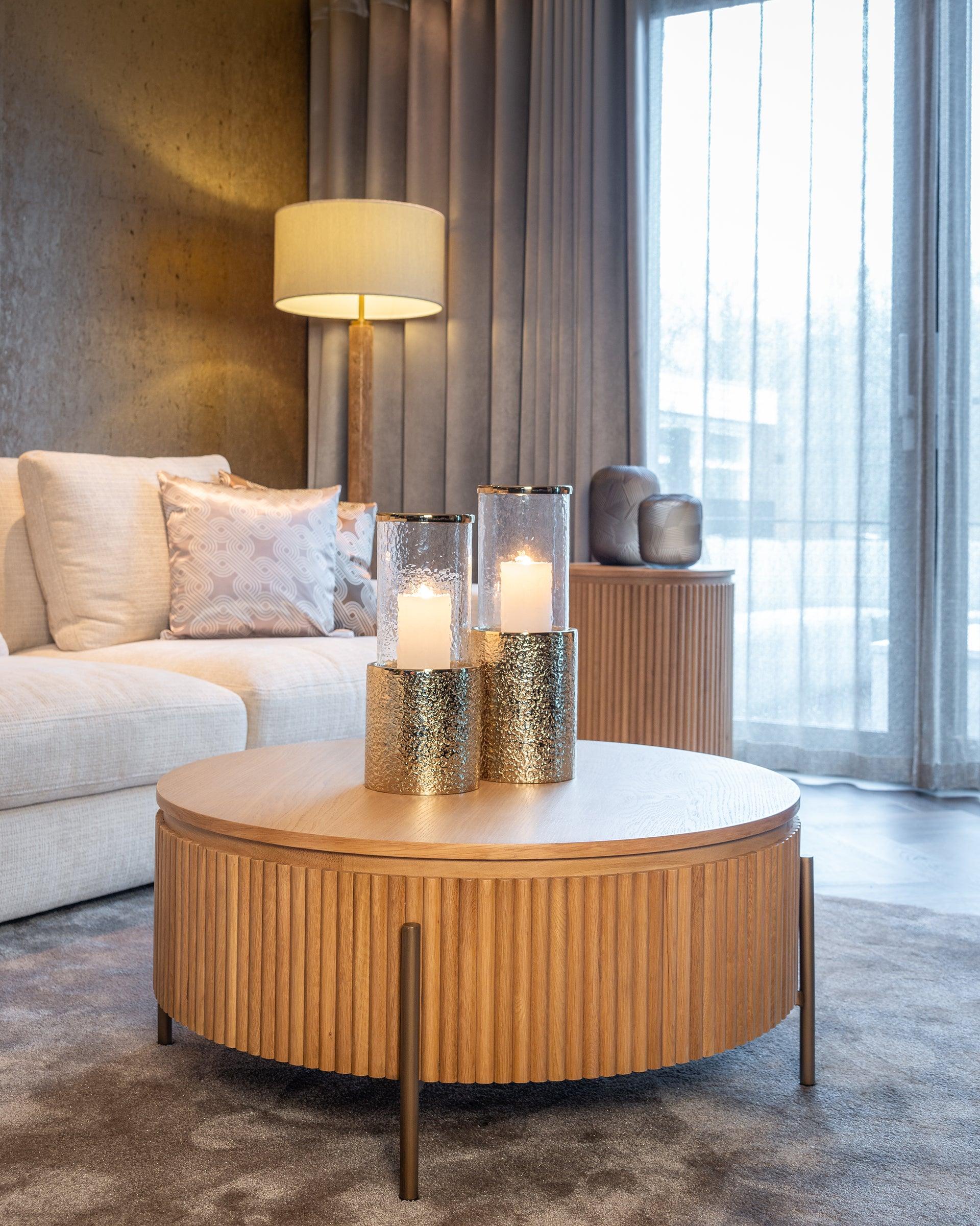 Belfort Natural Oak Wood Circular Coffee Table by Richmond Interiors - Maison Rêves UK