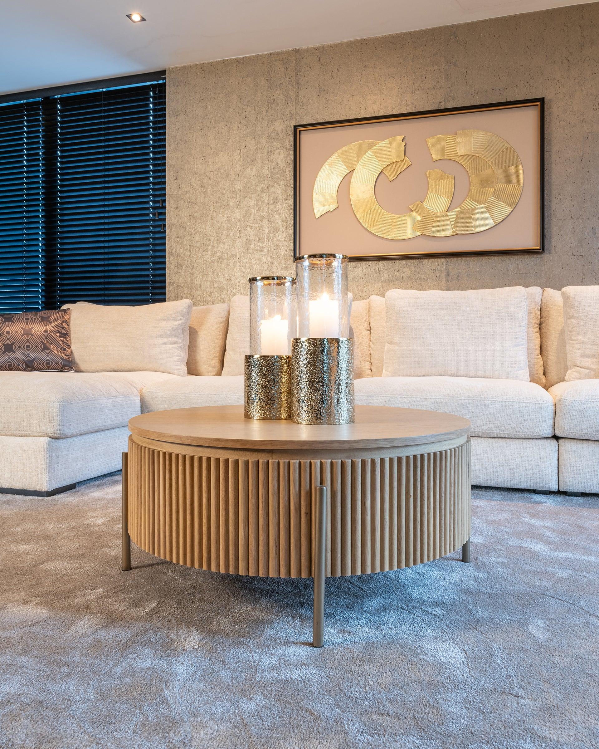 Belfort Natural Oak Wood Circular Coffee Table by Richmond Interiors - Maison Rêves UK