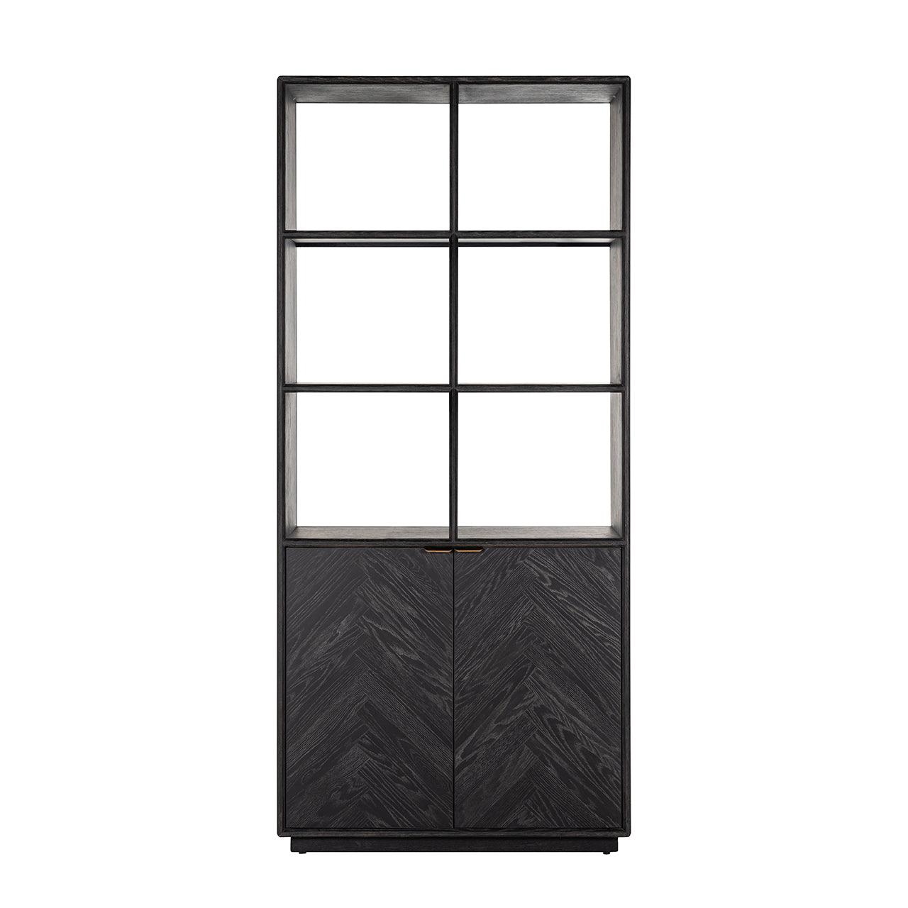 Blackbone Black Rustic Oak Wood Bookcase with 2 Doors by Richmond Interiors - Maison Rêves UK