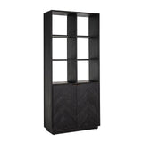 Blackbone Black Rustic Oak Wood Bookcase with 2 Doors by Richmond Interiors - Maison Rêves UK