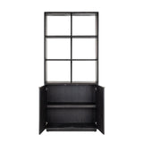 Blackbone Black Rustic Oak Wood Bookcase with 2 Doors by Richmond Interiors - Maison Rêves UK