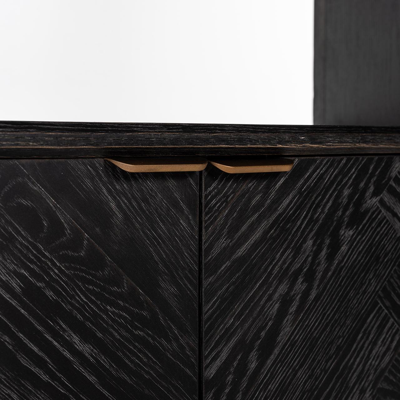 Blackbone Black Rustic Oak Wood Bookcase with 2 Doors by Richmond Interiors - Maison Rêves UK