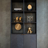 Blackbone Black Rustic Oak Wood Bookcase with 2 Doors by Richmond Interiors - Maison Rêves UK
