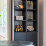 Blackbone Black Rustic Oak Wood Bookcase with 2 Doors by Richmond Interiors - Maison Rêves UK
