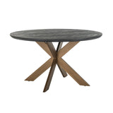 Blackbone Circular Black Rustic Dining Table with Brass Base by Richmond Interiors - Maison Rêves UK