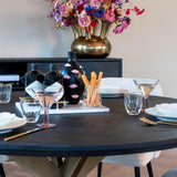 Blackbone Circular Black Rustic Dining Table with Brass Base by Richmond Interiors - Maison Rêves UK