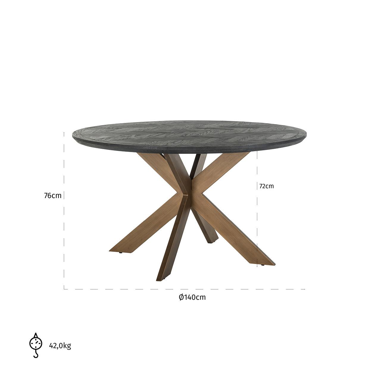Blackbone Circular Black Rustic Dining Table with Brass Base by Richmond Interiors - Maison Rêves UK