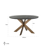 Blackbone Circular Black Rustic Dining Table with Brass Base by Richmond Interiors - Maison Rêves UK
