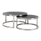 Blackbone Set of 2 Coffee Tables with Black Rustic Oak Top by Richmond Interiors - Maison Rêves UK