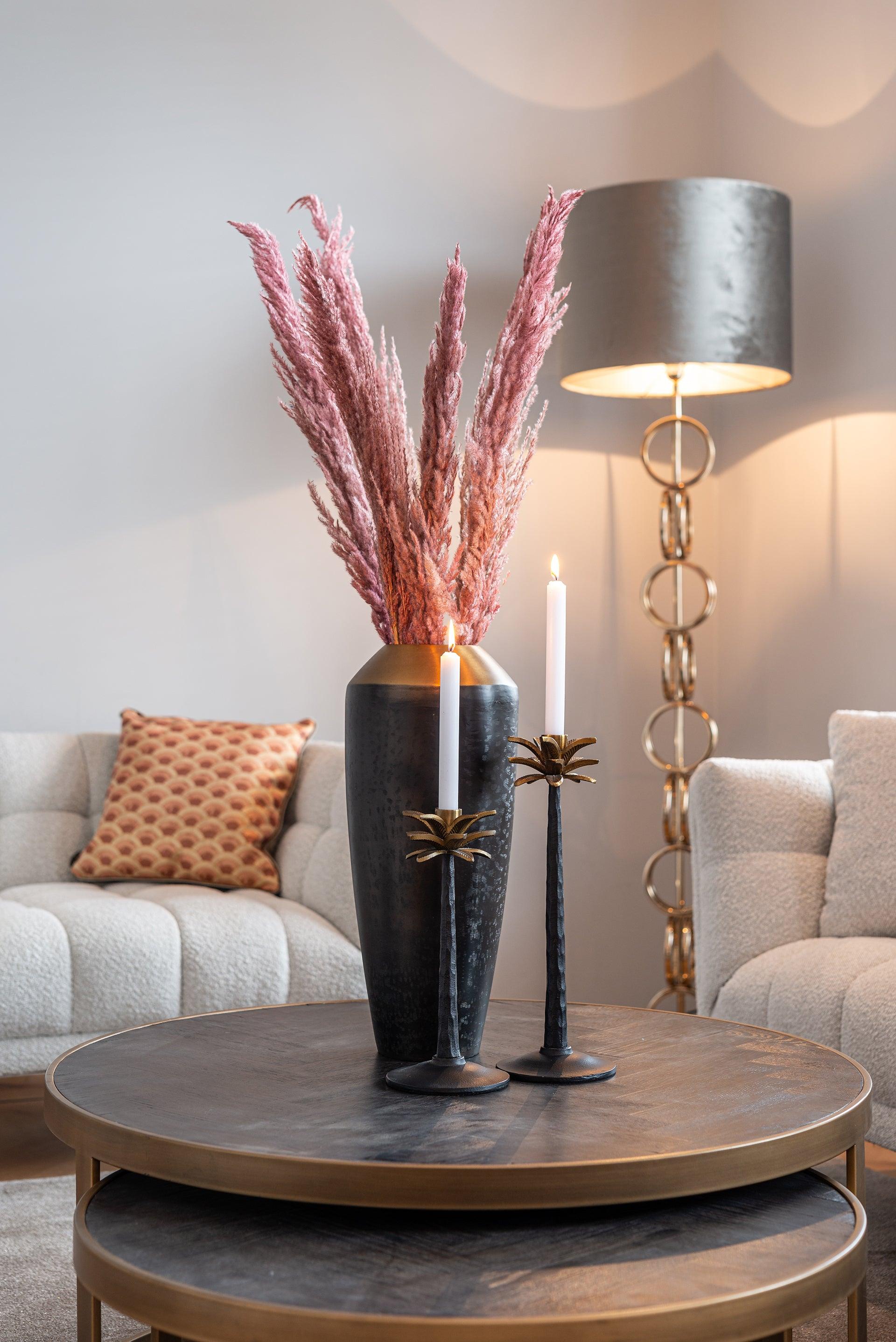 Blackbone Set of 2 Coffee Tables with Black Rustic Oak Top by Richmond Interiors - Maison Rêves UK