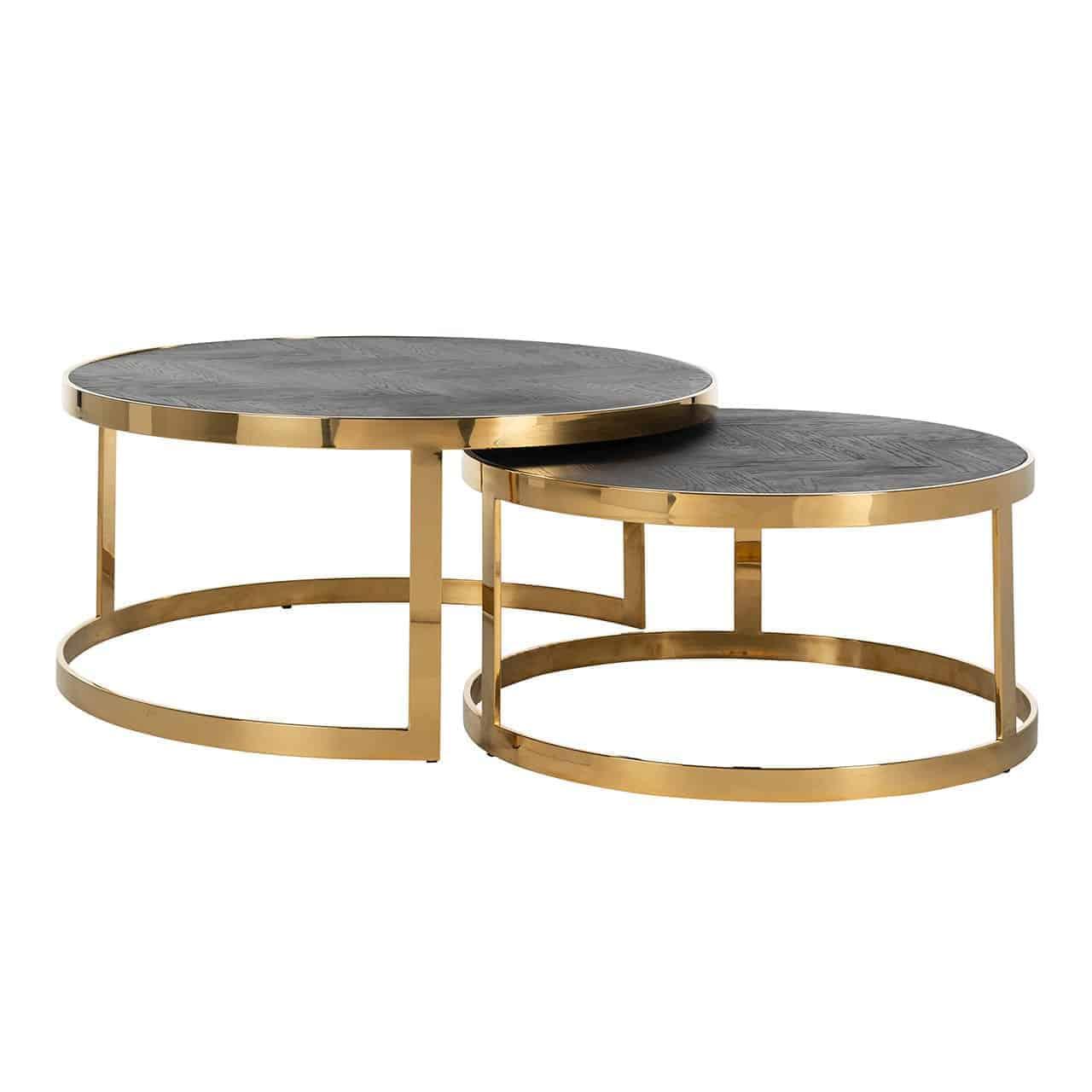Blackbone Set of 2 Coffee Tables with Black Rustic Oak Top by Richmond Interiors - Maison Rêves UK