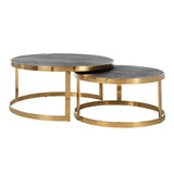 Blackbone Set of 2 Coffee Tables with Black Rustic Oak Top by Richmond Interiors - Maison Rêves UK