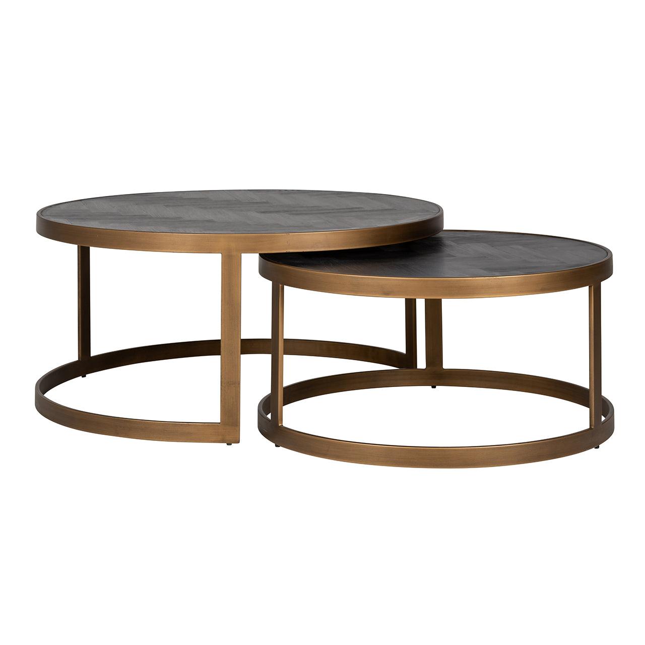 Blackbone Set of 2 Coffee Tables with Black Rustic Oak Top by Richmond Interiors - Maison Rêves UK
