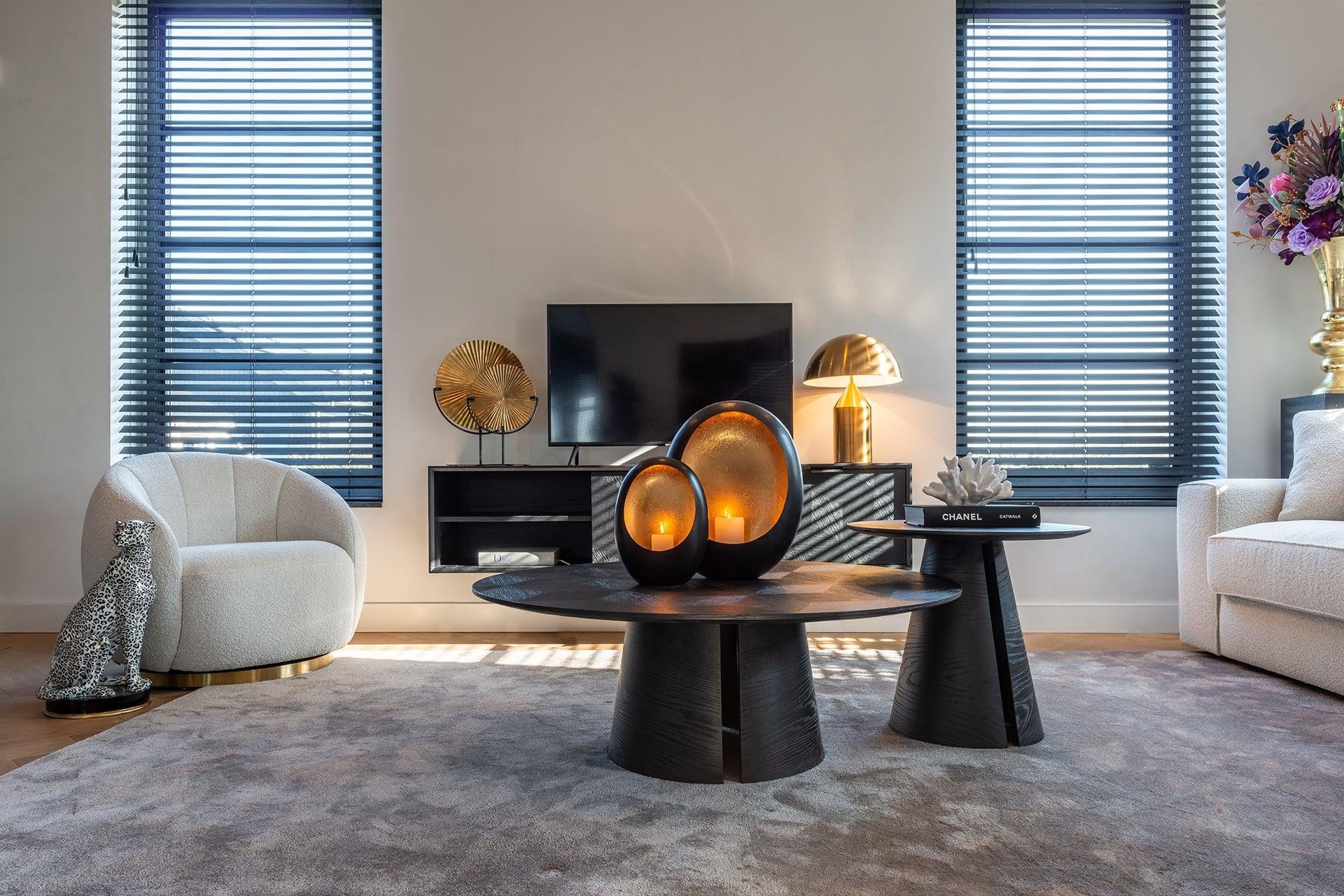 Blax Black Wood Circular End Table by Richmond Interiors - Maison Rêves UK