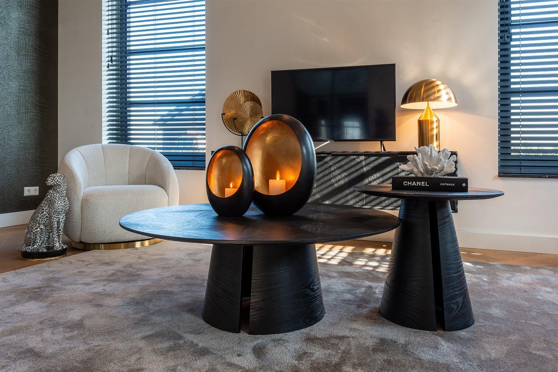 Blax Black Wood Circular End Table by Richmond Interiors - Maison Rêves UK