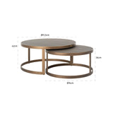 Bloomingville Set of 2 Gold Coffee Tables with Leather Top by Richmond Interiors - Maison Rêves UK