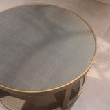 Bloomingville Set of 2 Gold Coffee Tables with Leather Top by Richmond Interiors - Maison Rêves UK