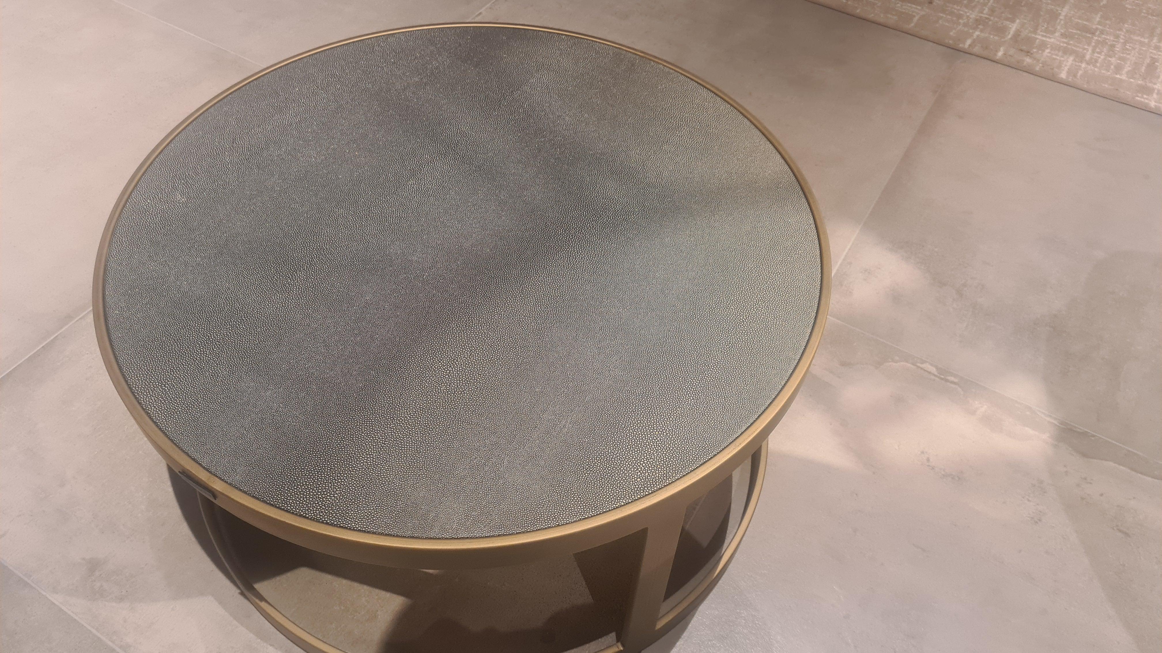Bloomingville Set of 2 Gold Coffee Tables with Leather Top by Richmond Interiors - Maison Rêves UK