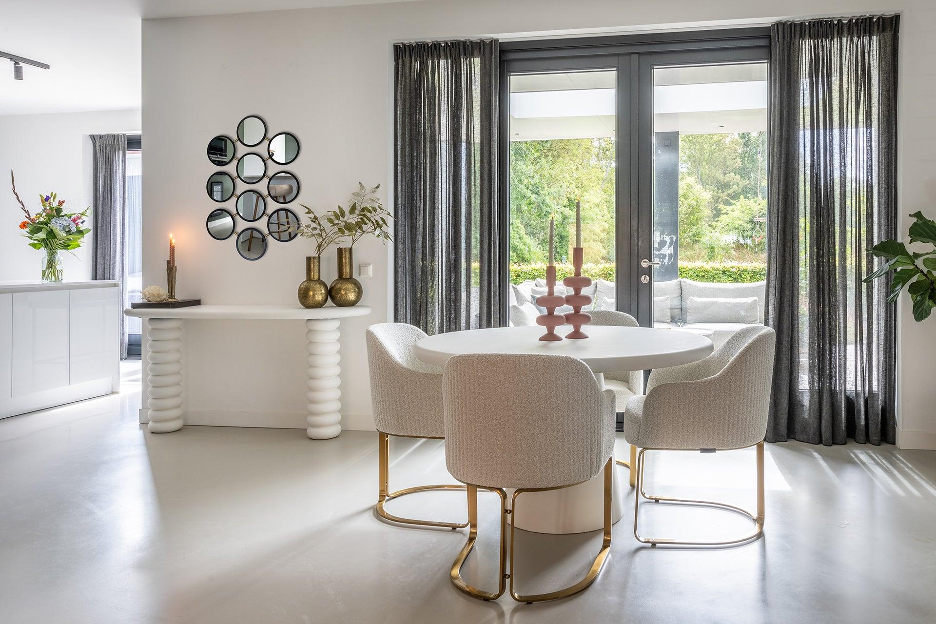 Bloomstone Light Eco Plaster Circular Dining Table by Richmond Interiors - Maison Rêves UK