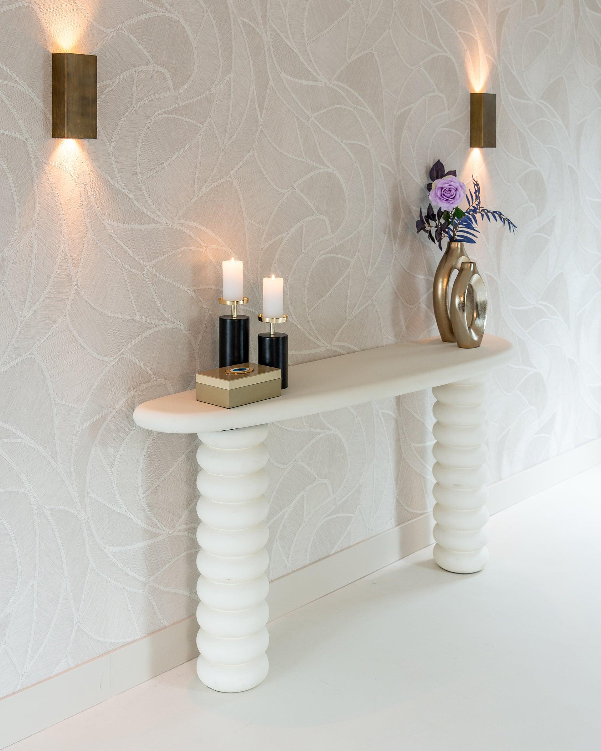 Bloomstone Light Eco Plaster Console Table by Richmond Interiors - Maison Rêves UK