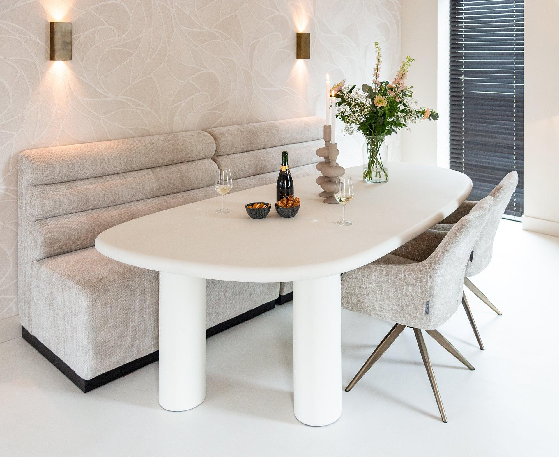 Bloomstone Light Eco Plaster Dining Table by Richmond Interiors - Maison Rêves UK