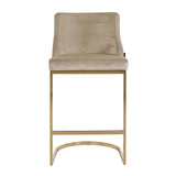 Bolton Khaki Velvet Bar Stool with Gold Stainless Steel Base by Richmond Interiors - Maison Rêves UK