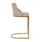 Bolton Khaki Velvet Bar Stool with Gold Stainless Steel Base by Richmond Interiors - Maison Rêves UK