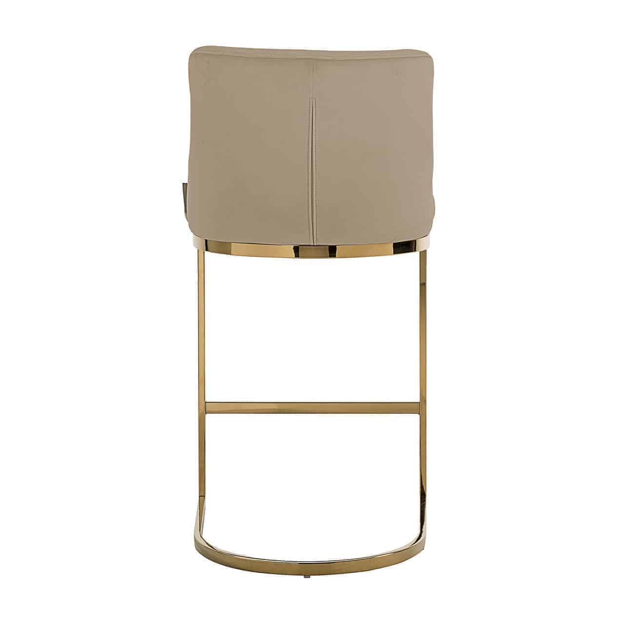 Bolton Khaki Velvet Bar Stool with Gold Stainless Steel Base by Richmond Interiors - Maison Rêves UK