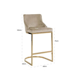 Bolton Khaki Velvet Bar Stool with Gold Stainless Steel Base by Richmond Interiors - Maison Rêves UK