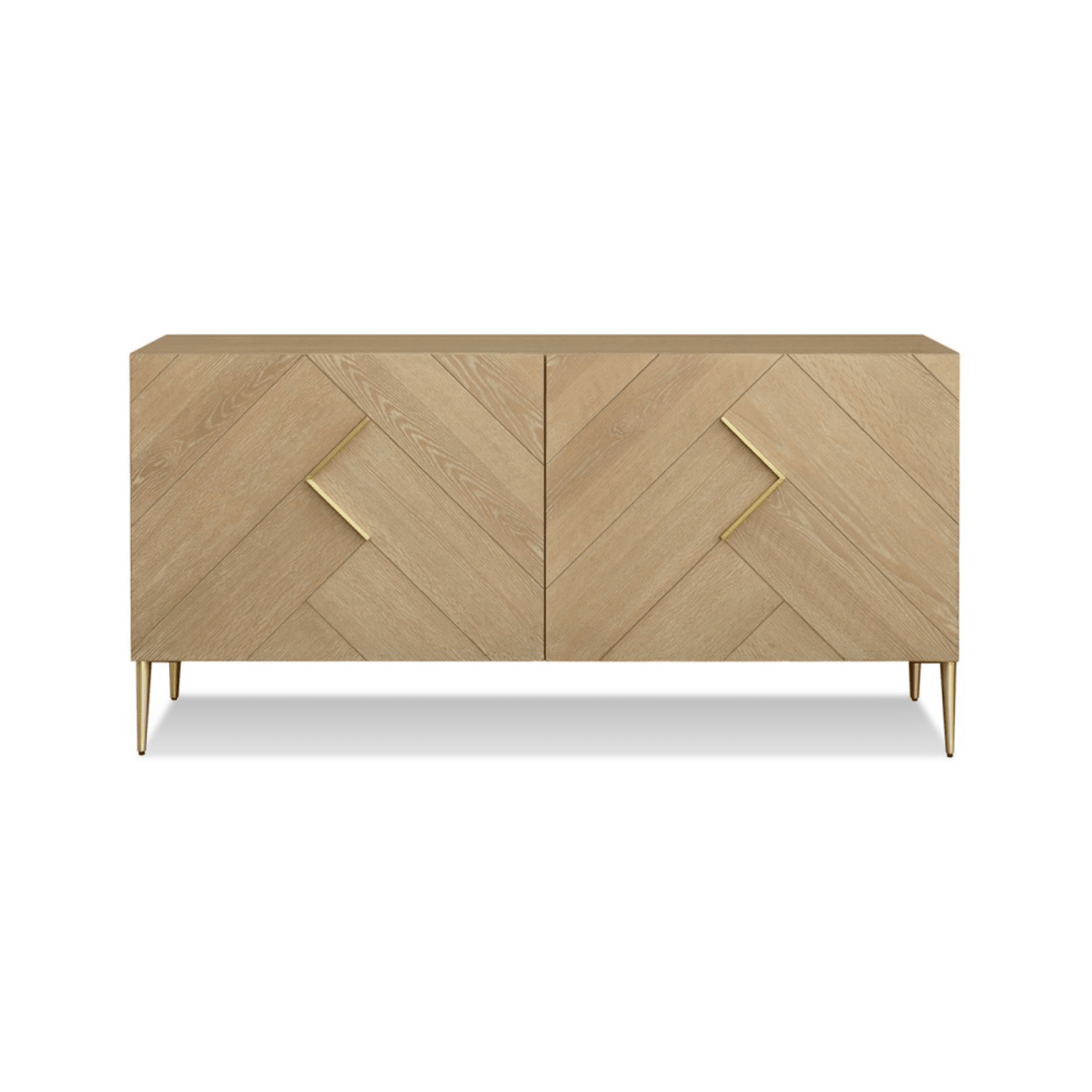 Burford Parquet Design Sideboard with Brass Feet by Berkeley Designs - Maison Rêves UK