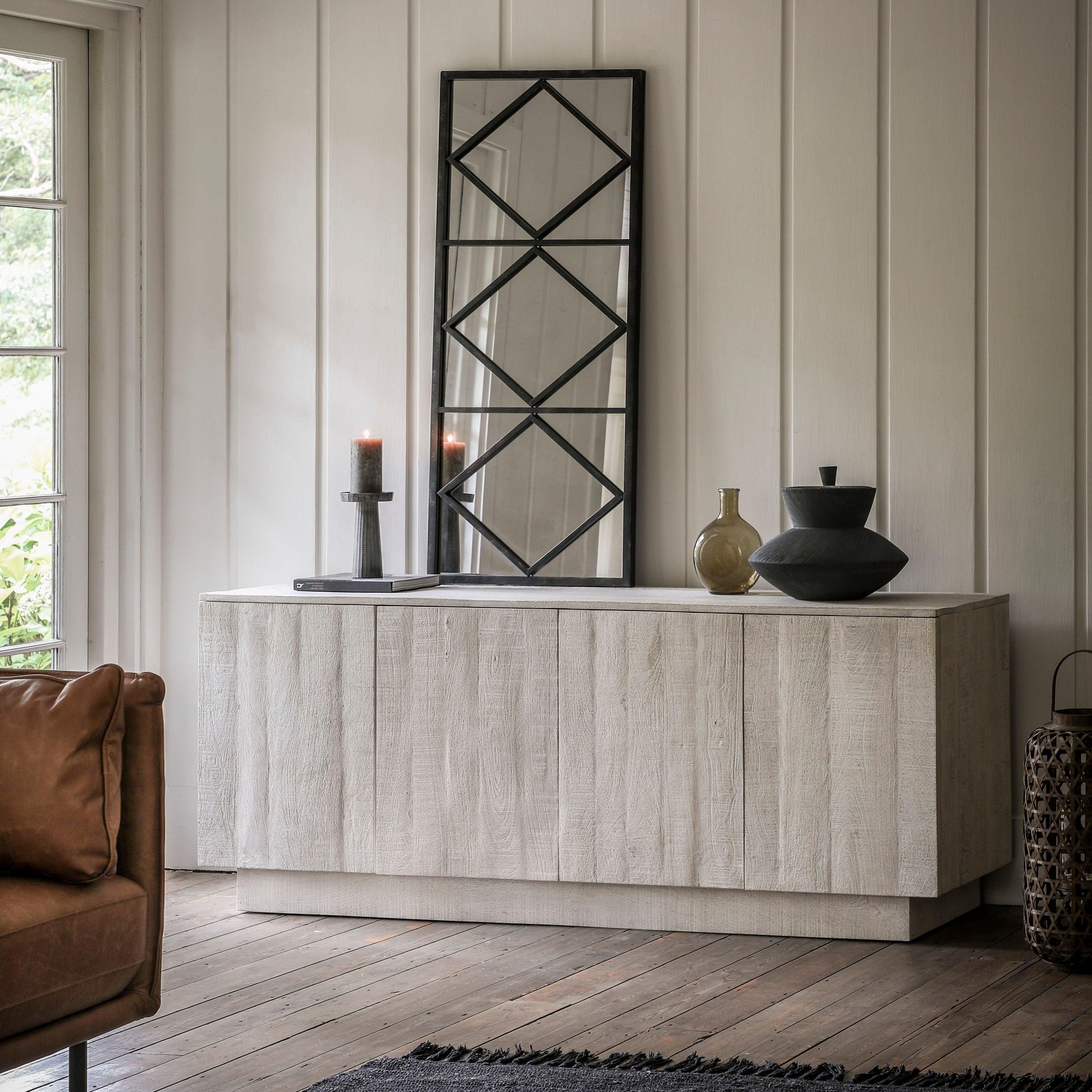 Caldera 4 Door Sideboard Whitewash Mango Wood - Maison Rêves UK