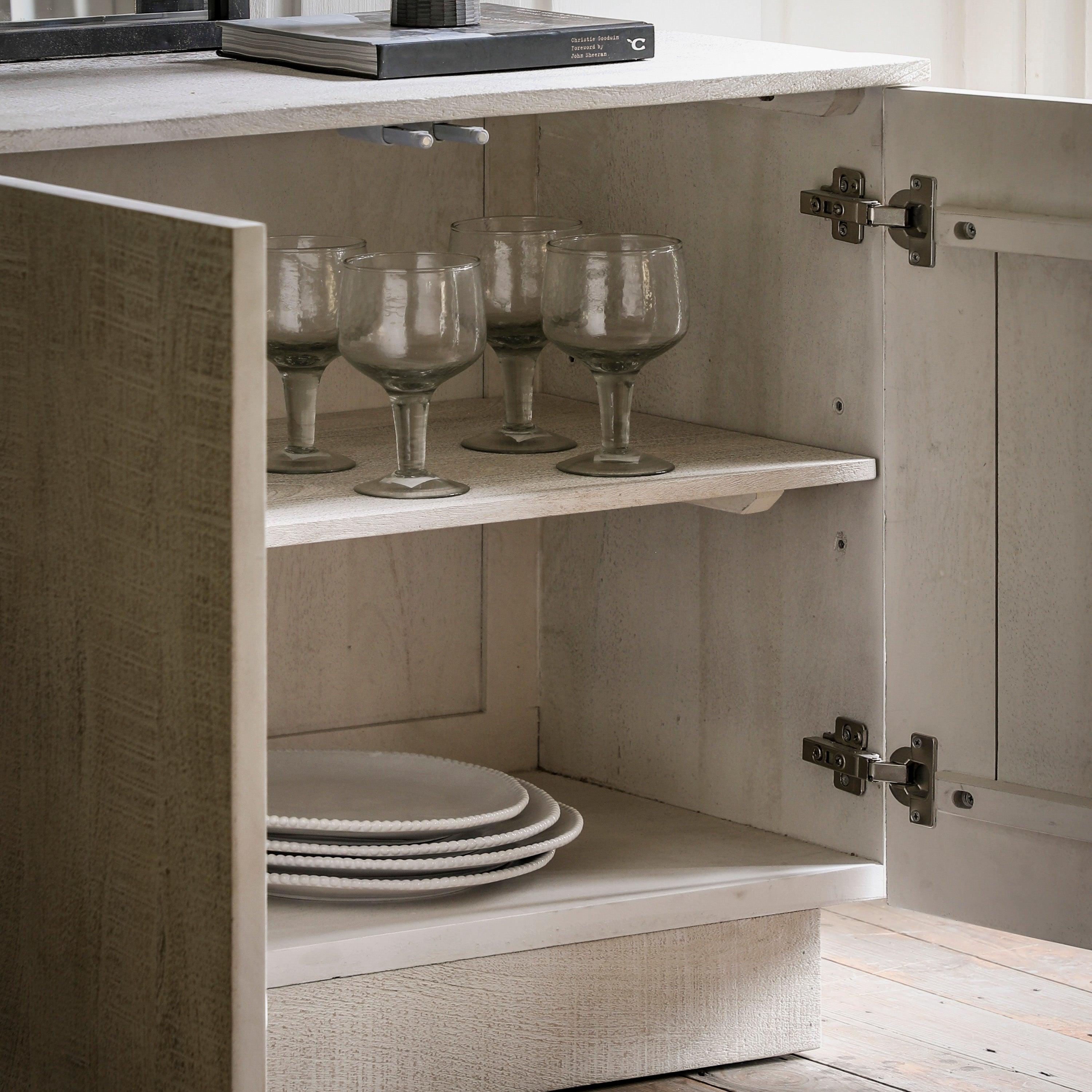 Caldera 4 Door Sideboard Whitewash Mango Wood - Maison Rêves UK