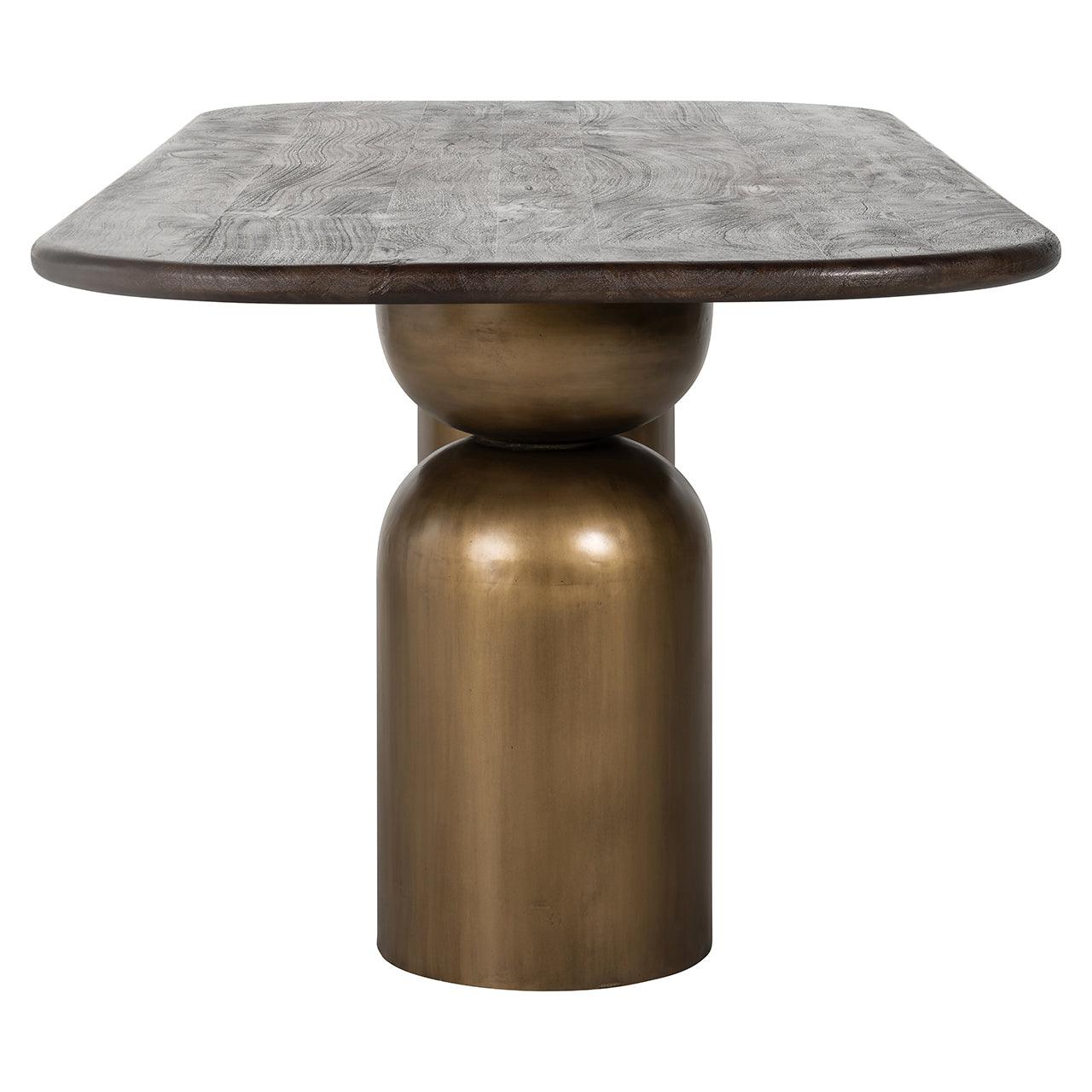 Cavo Rectangular Brown Acacia Wood Dining Table with Gold Iron Base by Richmond Interiors - Maison Rêves UK