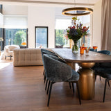 Cavo Rectangular Brown Acacia Wood Dining Table with Gold Iron Base by Richmond Interiors - Maison Rêves UK
