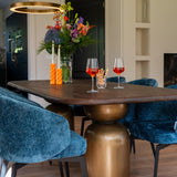Cavo Rectangular Brown Acacia Wood Dining Table with Gold Iron Base by Richmond Interiors - Maison Rêves UK