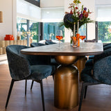 Cavo Rectangular Brown Acacia Wood Dining Table with Gold Iron Base by Richmond Interiors - Maison Rêves UK