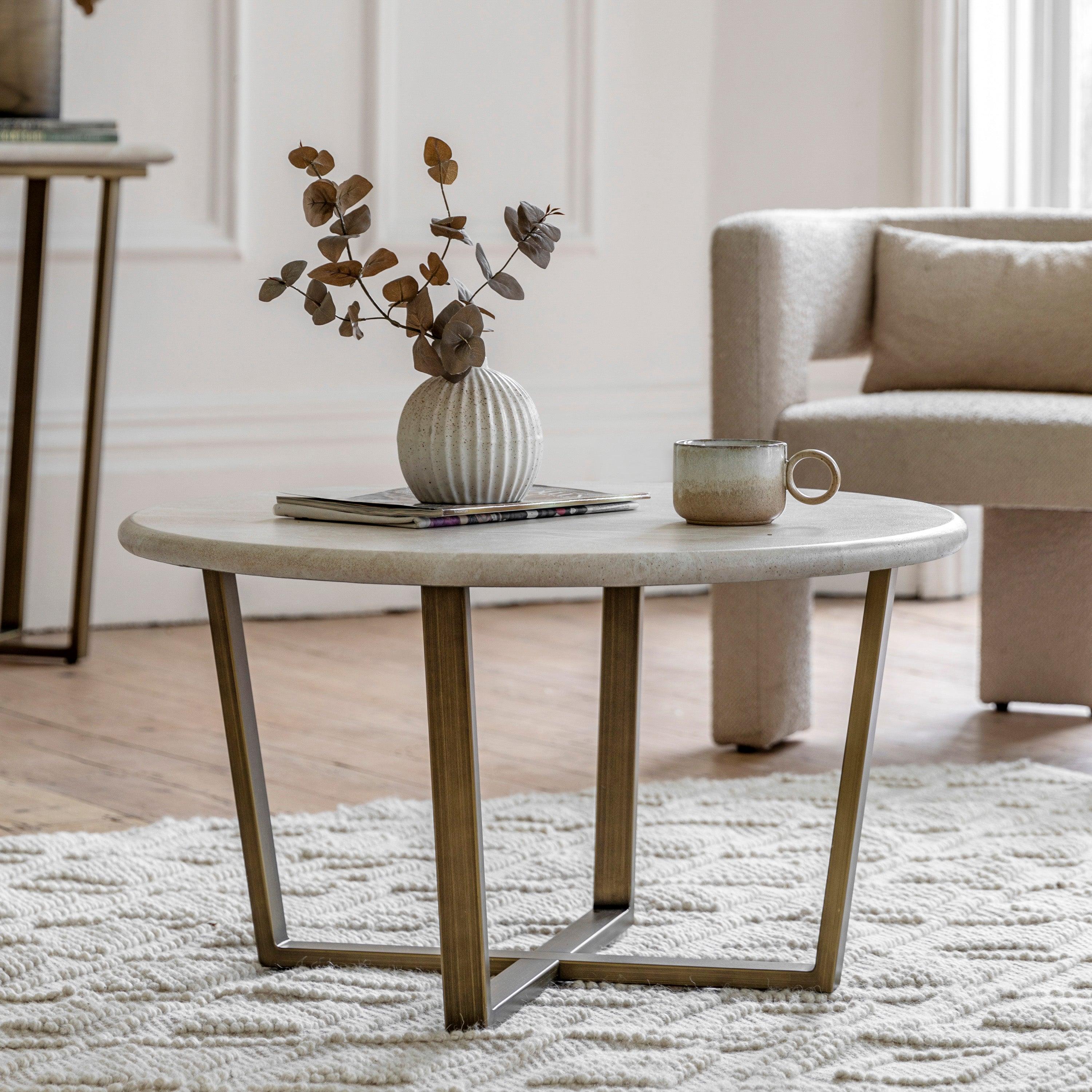 Cima Travertine Round Coffee Table - Maison Rêves UK