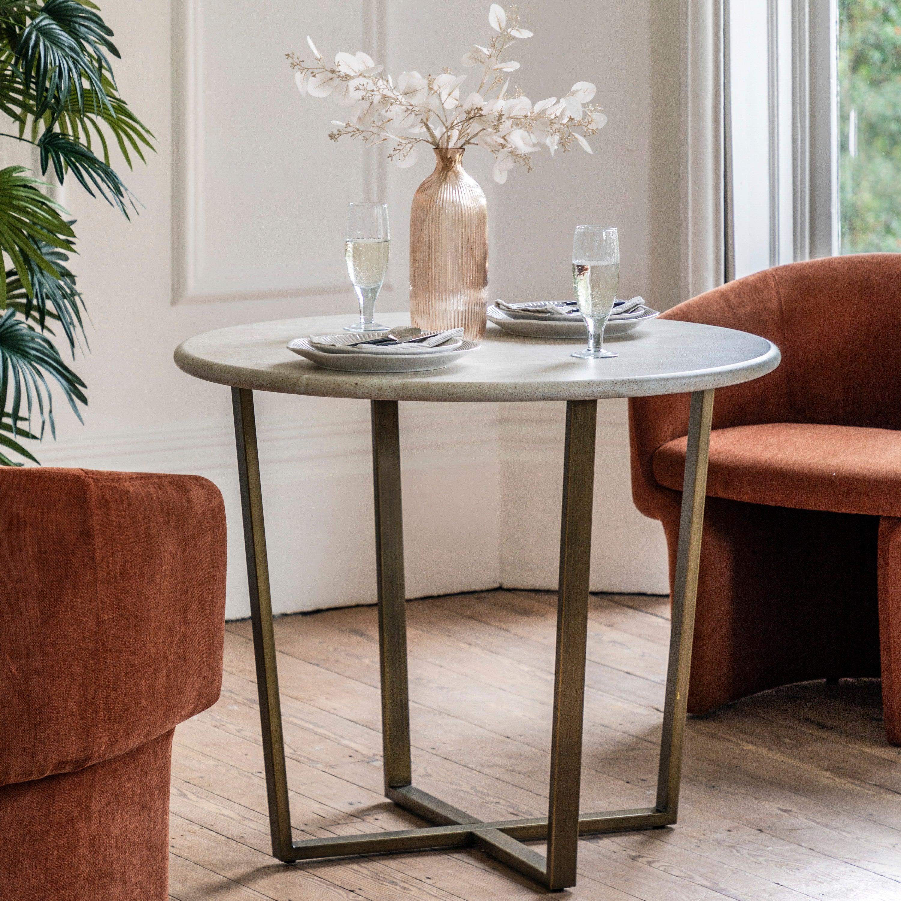 Cima Travertine Round Dining Table - Maison Rêves UK
