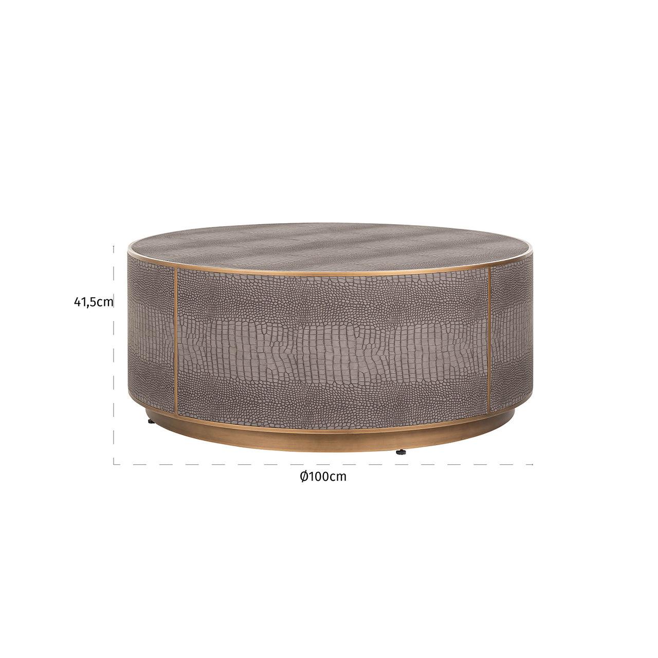 Classio Circular Leather Coffee Table with Gold Accents by Richmond Interiors - Maison Rêves UK