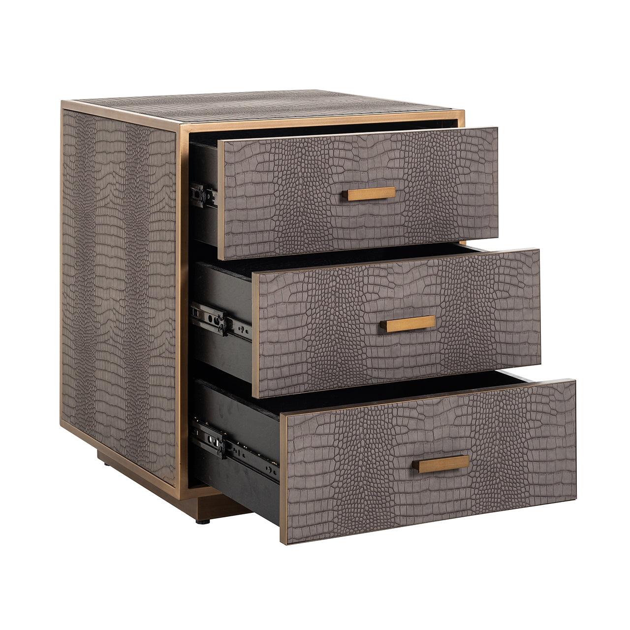 Classio Leather Chest of Drawers with Gold Accents by Richmond Interiors - Maison Rêves UK