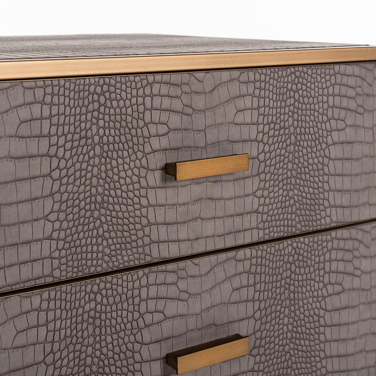 Classio Leather Chest of Drawers with Gold Accents by Richmond Interiors - Maison Rêves UK