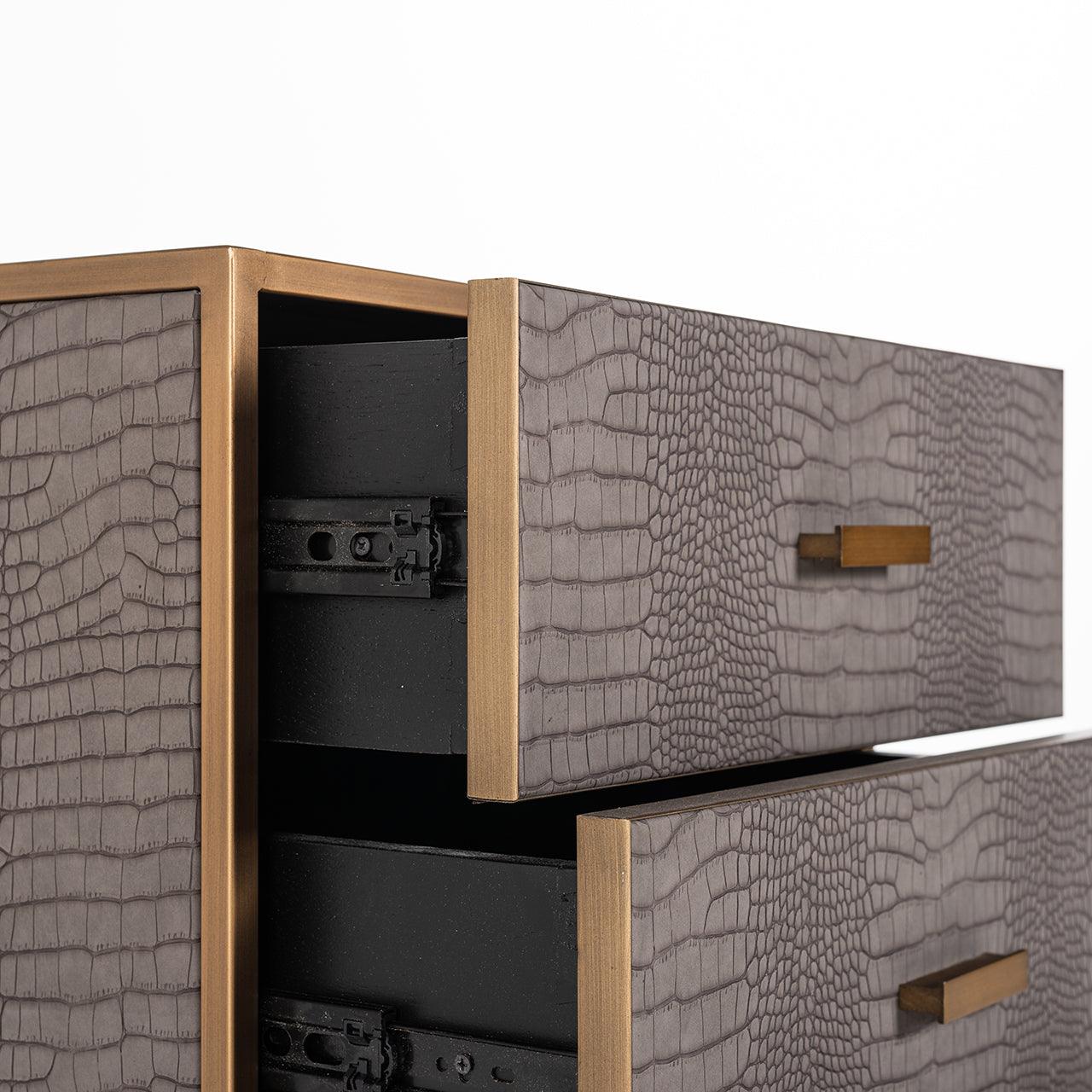 Classio Leather Chest of Drawers with Gold Accents by Richmond Interiors - Maison Rêves UK