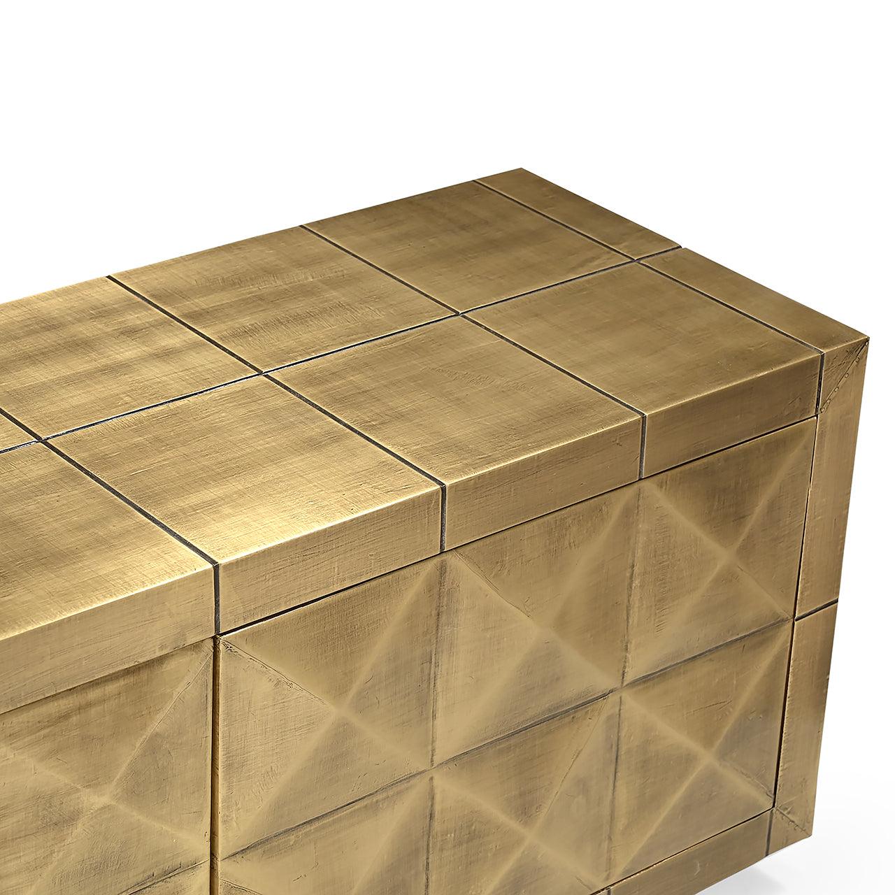 Collada 4 Door Gold Media Unit with Black Base by Richmond Interiors - Maison Rêves UK