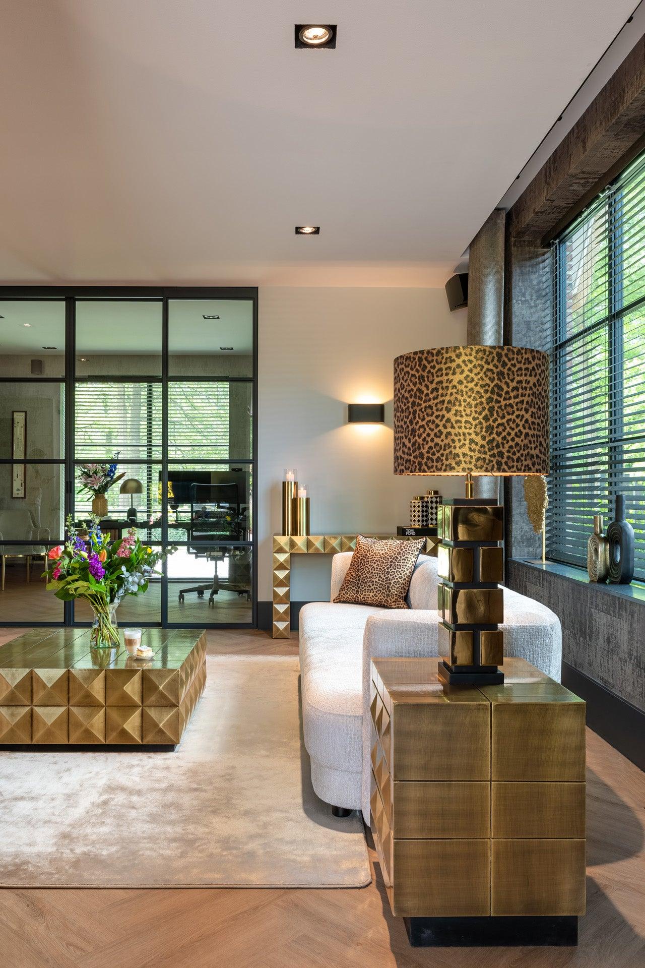 Collada Brushed Gold Brass Square Coffee Table by Richmond Interiors - Maison Rêves UK