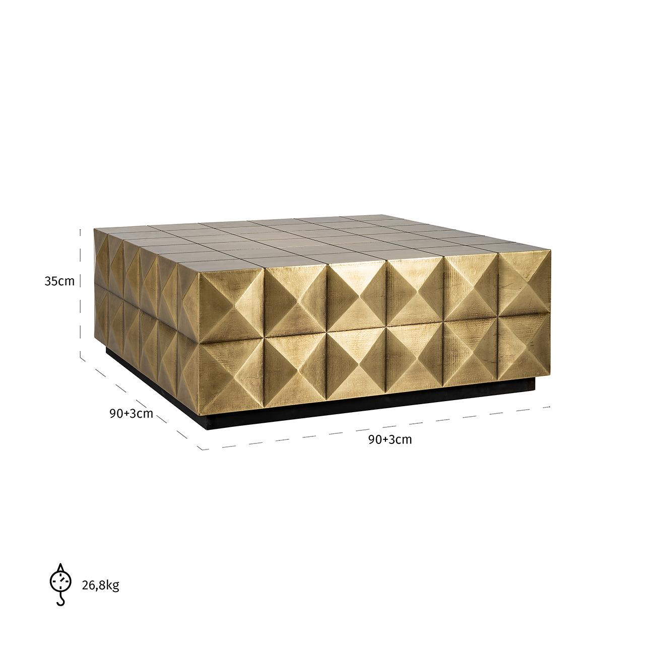 Collada Brushed Gold Brass Square Coffee Table by Richmond Interiors - Maison Rêves UK