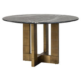 Collada Gold Brass Circular Dining Table with Black Marble Top by Richmond Interiors - Maison Rêves UK