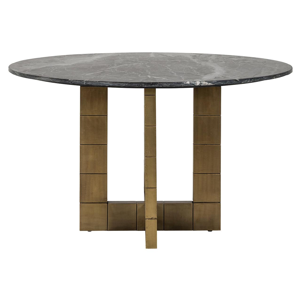 Collada Gold Brass Circular Dining Table with Black Marble Top by Richmond Interiors - Maison Rêves UK
